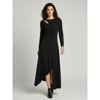 Dámské šaty Sinsay - Midi šaty s asymetrickým lemem - černá - 083IQ-99X - 083IQ-99X-S