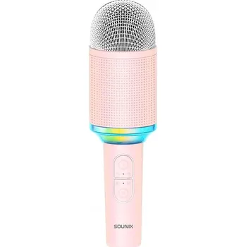 Mikrofon Bezdrátový karaoke mikrofon Bluetooth, světelné efekty - Růžový