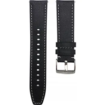Řemínek na hodinky ŘEMÍNEK PRO SMARTWATCH HODINKY PRAVÁ KŮŽE ČERNÝ 22MM UNIVERZÁLNÍ