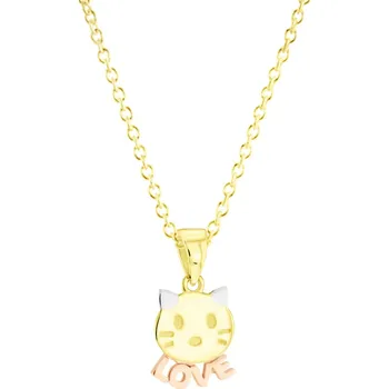 Náhrdelník GEMMAX Zlatý řetízek s kočičkou – zlatý šperk ryzosti 585/1000 v Dárkovém balení s Certifikátem GLSCN-01042-12491