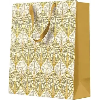 Dárková taška zlatá s ornamentem SVATBA Narozeniny 20X25X10 cm