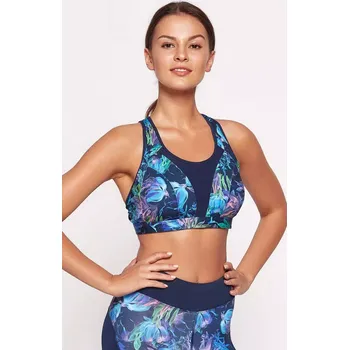 Podprsenka Dámská sportovní podprsenka 35245 Tmavě modrá vzor mix - Henderson ladies tm. modrá-barevný potisk S