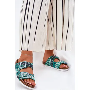 Dámská obuv Dámské Pantofle S Přezkami A Briliantem S.Barski RB51-006 Zelené 39