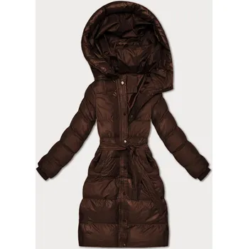 Prošívaná zimní bunda v čokoládové barvě s páskem J Style (5M3253-158) odstíny hnědé L (40)