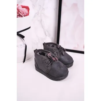 Dámská obuv Dívčí šněrovací Sněhové Boty S Kožešinou Šedé Hunter 33