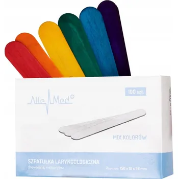 AlleMed Barevné dřevěné špachtle na vosk, pastu na depilaci, 100 ks