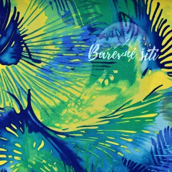 Viskozový úplet Květinová abstrakce Zelená (E) (Kvalitní viskózový úplet)