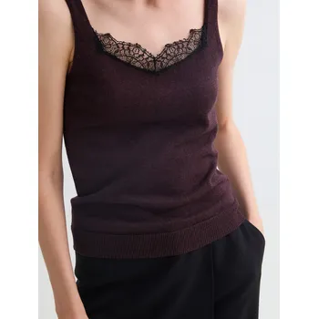 Top Yerse 43663 čokoládový s černou krajkou na ramínka Velikost: 38