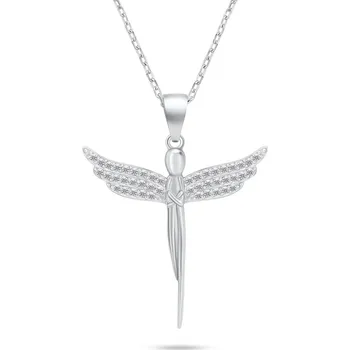 Náhrdelník Brilio Silver Půvabný stříbrný náhrdelník Andělíček se zirkony NCL132W + 2 měsíce na vrácení zboží