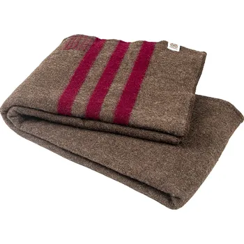 Spacák Balkanova Silná vlněná deka Rainbow XVI 160x270 cm – hnědá s třemi bordó proužky