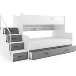 SMB Dětská patrová postel se šuplíky MAXI 2, 80+120x200 cm Barva šuplíku: Grafit