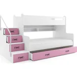 SMB Dětská patrová postel se šuplíky MAXI 2, 80+120x200 cm Barva šuplíku: Růžová