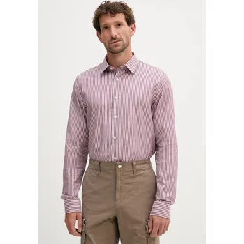 Pánská košile Košile Michael Kors pánská, vínová barva, regular, s klasickým límcem, CT5409THVA 03A, vel. XXL