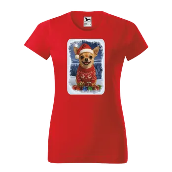ON-DESIGN Vánoční tričko dámské Čivava Velikost: 3XL, Barva: červená