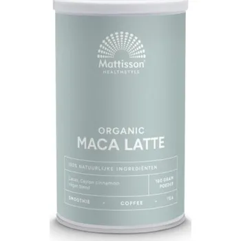Doplněk stravy Mattisson BIO Maca Latte - kakao a cejlonská skořice - 160 g