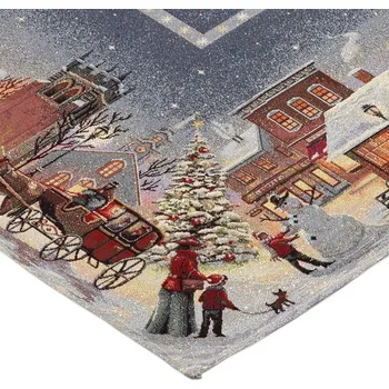 Prostěradlo Obrus serweta świąteczna 98x98 městečko ZLATÁ NITKA LESKLÝ ZIMA