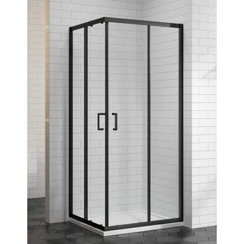 BESTECO Čtvercový Sprchový Kout Hammer Black, Černá Matná / Čiré Sklo, 80x80 cm