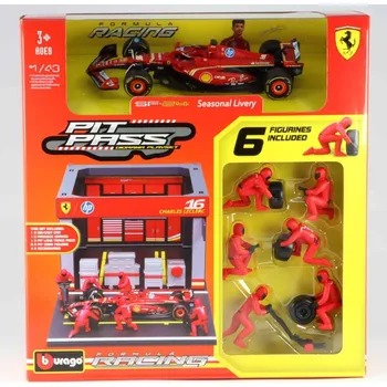autíčko Set Ferrari F1 Charles Leclerc #16 Diorama Pit Stop 1:43 Set Ferrari F1 - kovový model