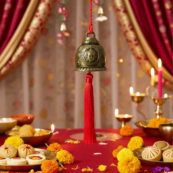 Zvonek zdobený pro štěstí Buddha 20 cm