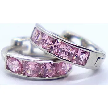 Náušnice Klenoty Budín Dětské zlaté kruhové náušnice s růženíny z bílého zlata 585/1,08gr HK2414 (Klenoty Budín Dětské zlaté kruhové náušnice s růženíny z bílého zlata 585/1,08gr HK2414)