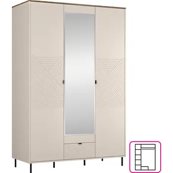 Šatní skříň Max-i Šatní skříň se zrcadlem ESCANOR 3D1S kašmír / dub castello