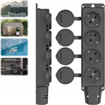 Elektrická zásuvka 2x ZAHÁDNÍ ZAHRADNÍ VENKOVNÍ VODOTĚSNÁ ZÁSUVKA se záslepkou IP54 16A
