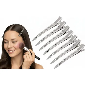 Kadeřnické kovové klipsy střední velikosti 6 Ks. Stříbrné spony a skřipce do vlasů