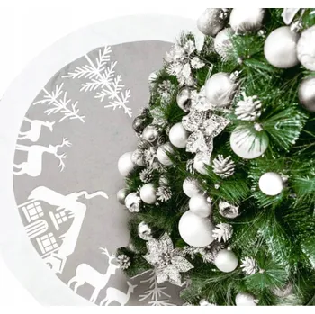 Vánoce GODAN Velká kulatá podložka Koberec pod vánoční stromek Sobí 90 cm