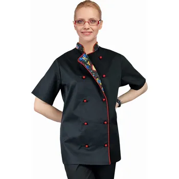 Gastro oděv Dámská kuchařská blůza černá krátký rukáv MASTER CHEF (XL)