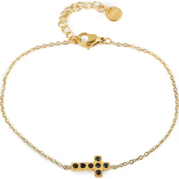 Náramek Náramek z nerezové oceli křížek s broušenými kamínky