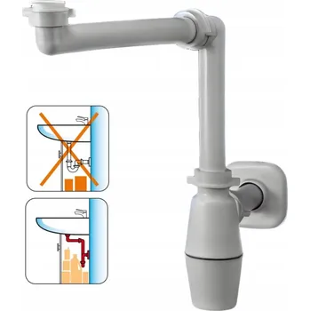 Sifon Umyvadlový sifon lahvový prostorově úsporný 32/40 šedý
