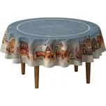 Ubrus kulatý vánoční lesklý 165 cm průměr, ubrus kruh, Vánoce, zima, stromeček