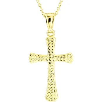 Náhrdelník GEMMAX Zlatý řetízek s křížem – zlatý šperk ryzosti 585/1000 v Dárkovém balení s Certifikátem GUSYN-01017-12491