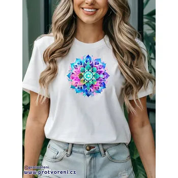 Dámské tričko Trička s potiskem Tričko s potiskem, MANDALA modro-růžová, 1 ks zvolte VELIKOST textilu ZDE:: XXL- velikost typ Beagle
