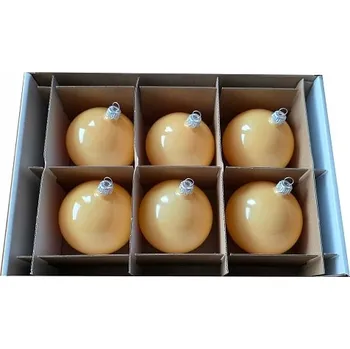 Vánoční dekorace Skleněné vánoční Vánoční Baňky , TŘPYTIVĚ ORANŽOVÉ, 8 cm