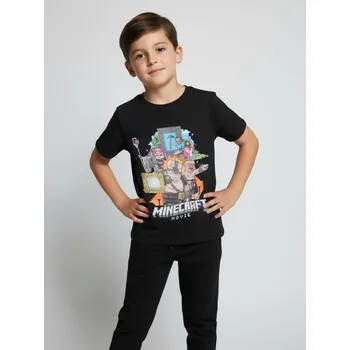 Dětská móda Sinsay - Bavlněná košilka s potiskem Minecraft - černá - 194GS-99X - 194GS-99X-128
