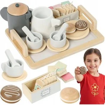 Dřevěná hračka Dřevěná Sada na Čaj pro Děti KRUZZEL Příslušenství Konvička Dárek