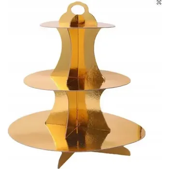 Zlatý papírový Podnos se třpytkami 3 patra