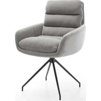 Jídelní židle DELIFE Jídelní židle Abelia-Flex s područkami potahová látka Měkký šedá křížová podnož zúžená černá