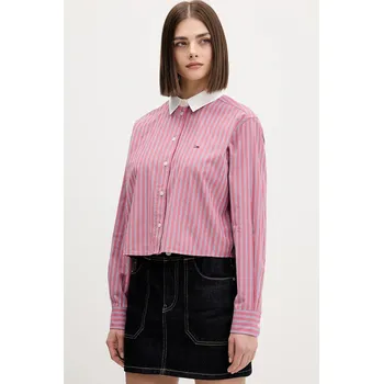 Pánská košile Bavlněná košile Tommy Jeans DW0DW22078 růžová 34A, vel. M