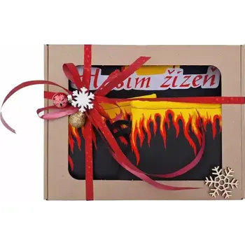 Kuchyňská zástěra Textil do kuchyně hasiče v dárkové krabičce