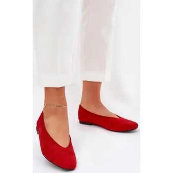 Dámské baleríny Klasické Baletky Z Eko Semiše Červené Osallin 38