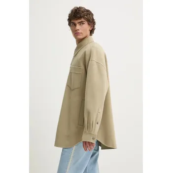 Pánská bunda Vlněná bunda Nanushka MARTIN zelená barva, přechodná, oversize, NM24PFJK00962, M, 01A