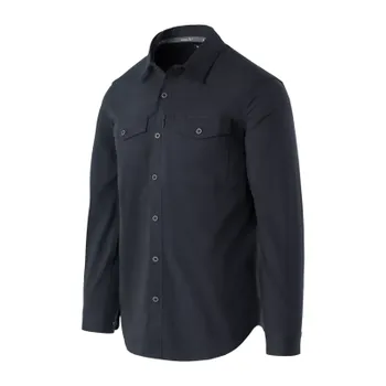 Pánská košile Kostkovaná košile pro skryté nošení zbraně, Helikon, dlouhý rukáv, Washed Black, 3XL