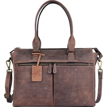 Kabelka Dámská kožená kabelka na notebook Sparwell Bardot - koňak