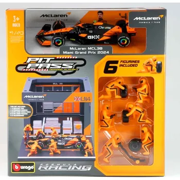 autíčko Set McLaren F1 Lando Norris #4 Diorama Pit Stop 1:43 Set McLaren F1 - kovový model