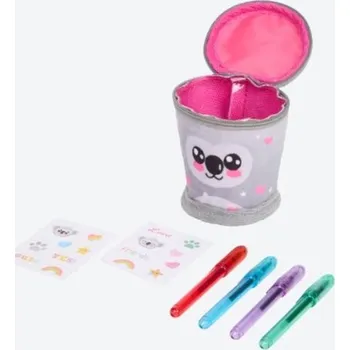 Penál Koala Přívěsek Na Klíče 4 mini gelovými pery a Samolepky