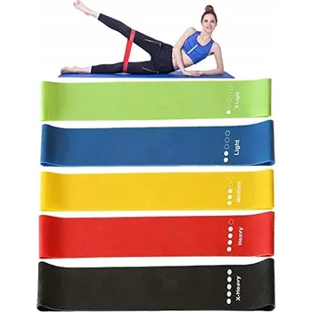Sada 5 Gumových Pásů na Cvičení Fitness Pilates - 5 Různých Obtížností
