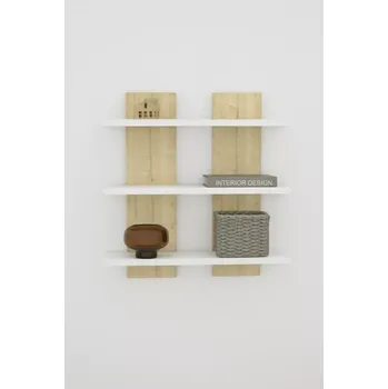 Věšák Nástěnná police Leila, dub sapphire/bílá - Creative Home