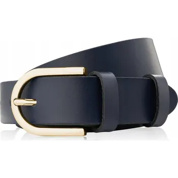 Opasek Pásek kožený pásek tmavě modrý 110 cm se zlatou sponou Paolo Peruzzi